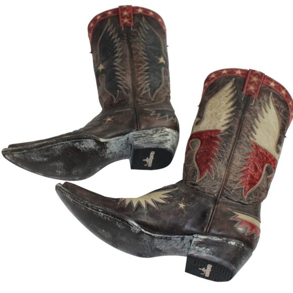 Old Gringo Americana Where Eagles Fly Inlay Western Cowboy Boot Size 8.5 - Picture 7 of 10